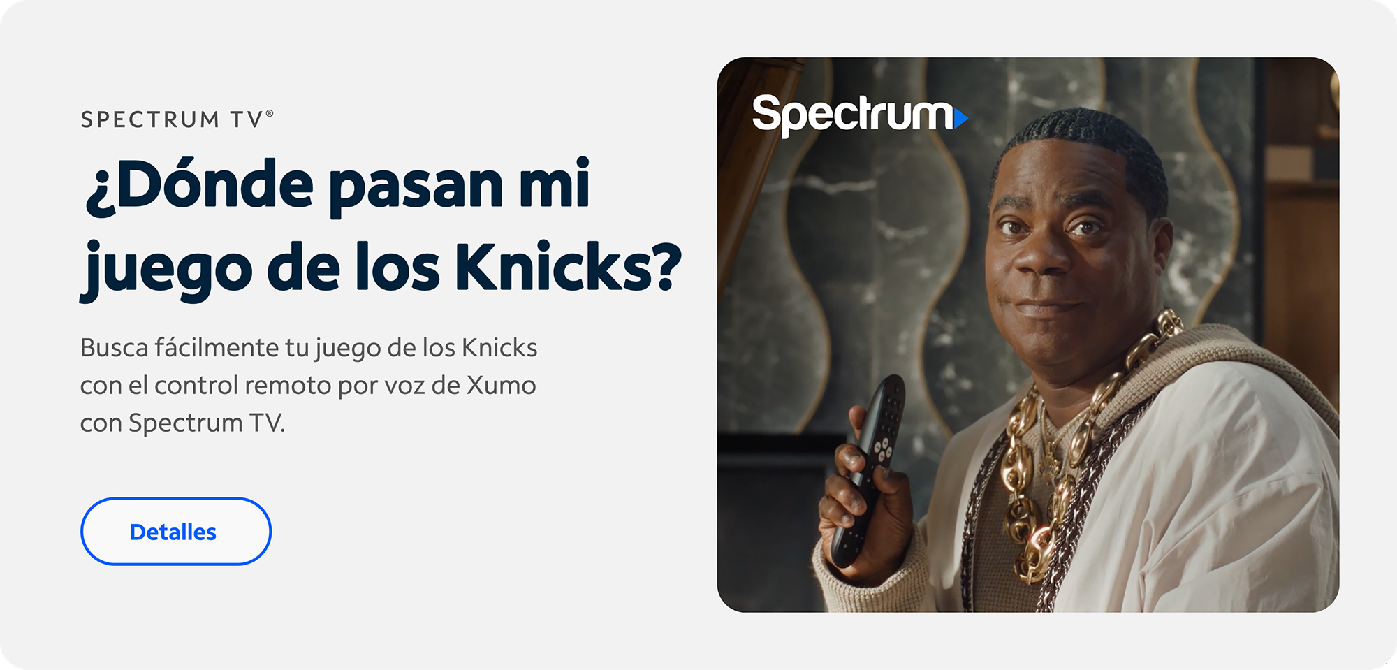Anuncios promocionales destacados para versión móvil y de escritorio de "¿Dónde pasan mi juego de los Knicks?". Con Tracy Morgan. Para las tiendas y las áreas de servicio de NY. Del 12.22.25 al 2.6.26.