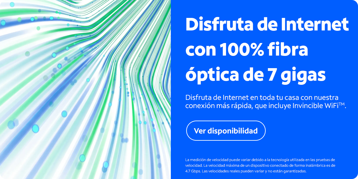 Disfruta de Internet con 100% fibra óptica de 7 gigas de Spectrum