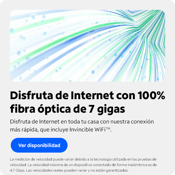 Disfruta de Internet con 100% fibra óptica de 7 gigas de Spectrum